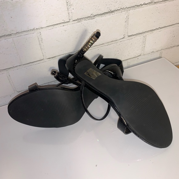 Fashion Nova Black Stiletto Heel Rhinestone Heel Fancy Club Size 11 - Picture 7 of 7